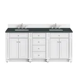 Bristol 72" Double Vanity, Bright White w/ 3 CM Charcoal Soapstone Silestone Top
