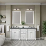 Bristol 72" Double Vanity, Bright White w/ 3 CM Charcoal Soapstone Silestone Top