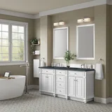 Bristol 72" Double Vanity, Bright White w/ 3 CM Charcoal Soapstone Silestone Top