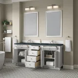 Bristol 72" Double Vanity, Bright White w/ 3 CM Charcoal Soapstone Silestone Top