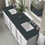 Bristol 72" Double Vanity, Bright White w/ 3 CM Charcoal Soapstone Silestone Top