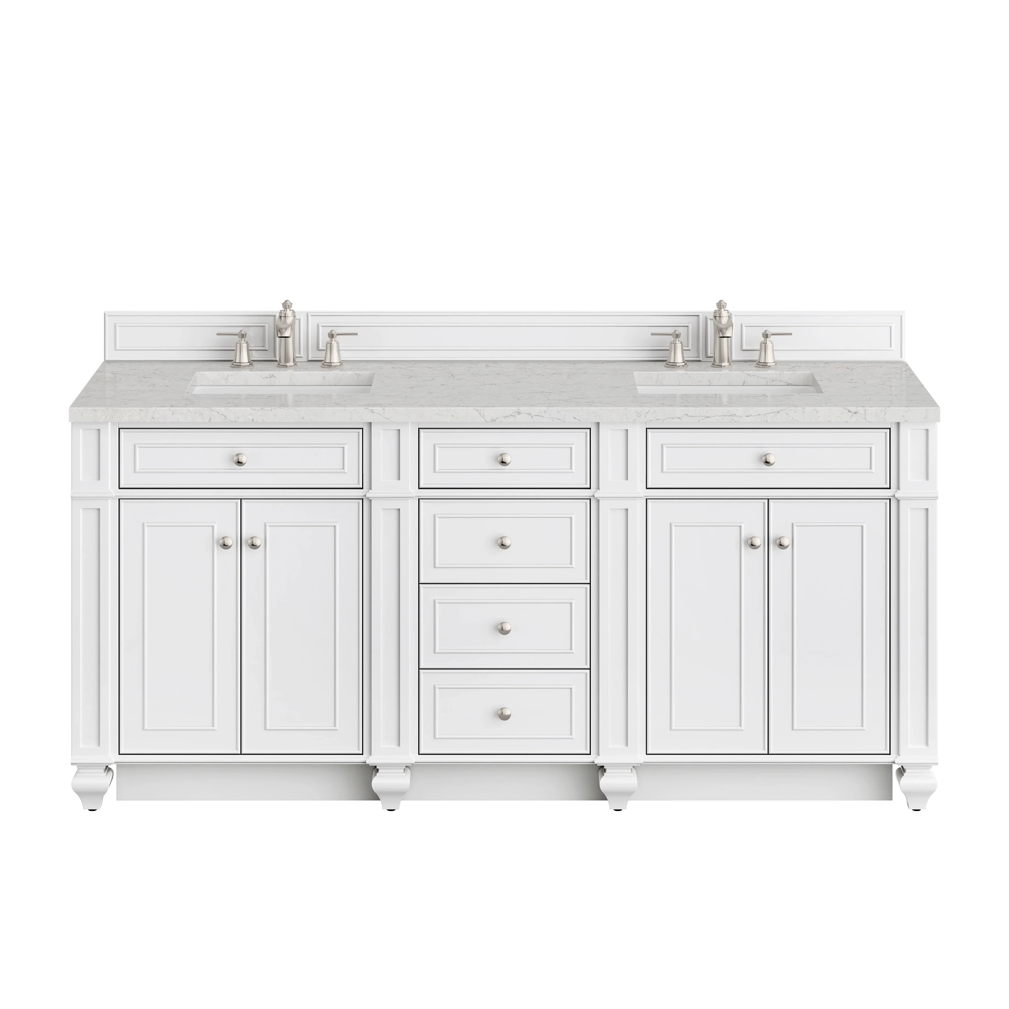 Bristol 72" Double Vanity, Bright White w/ 3 CM Eternal Jasmine Pearl Silestone Top