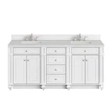 Bristol 72" Double Vanity, Bright White w/ 3 CM Eternal Jasmine Pearl Silestone Top
