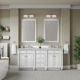 Bristol 72" Double Vanity, Bright White w/ 3 CM Eternal Jasmine Pearl Silestone Top