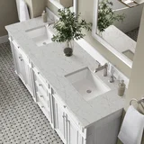 Bristol 72" Double Vanity, Bright White w/ 3 CM Eternal Jasmine Pearl Silestone Top