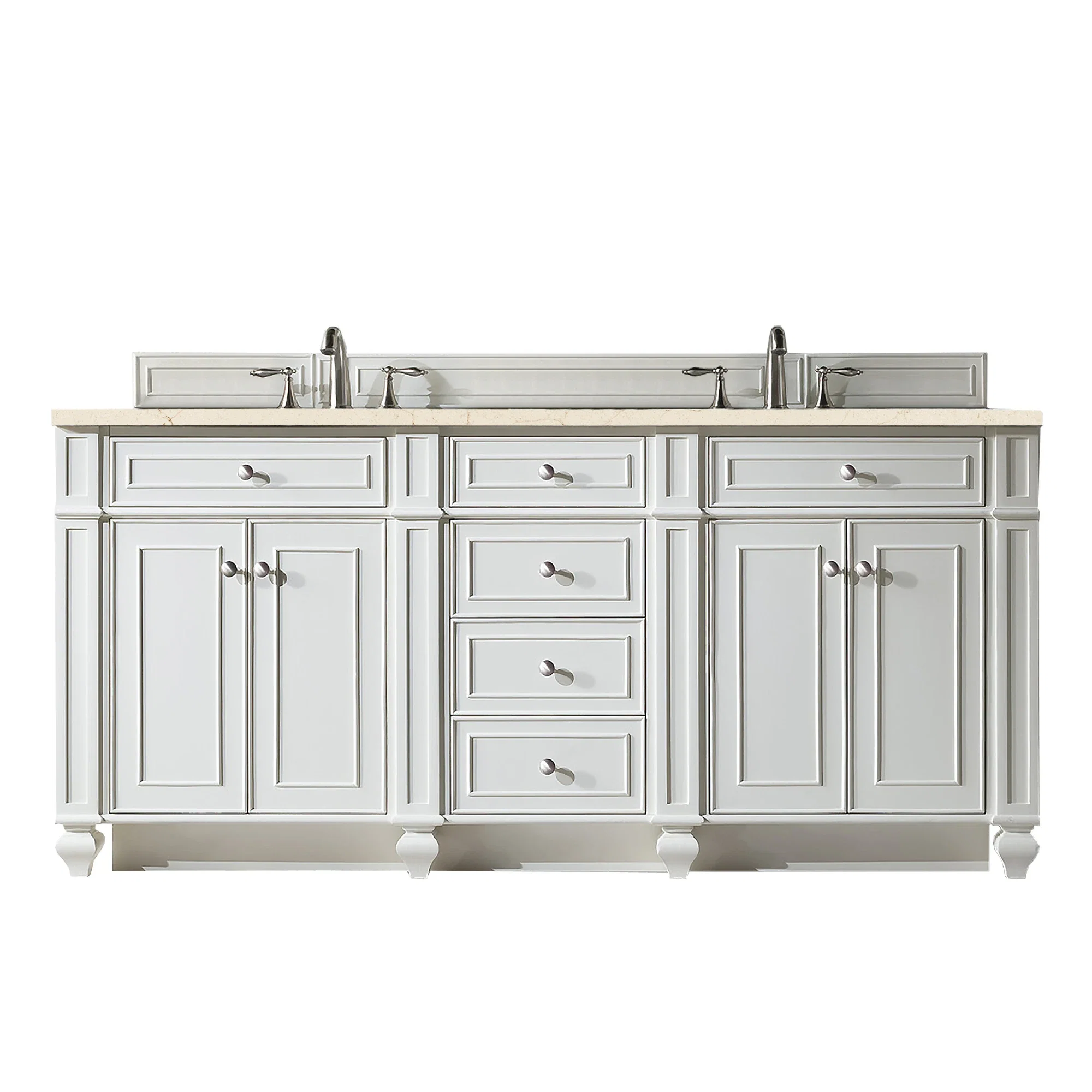 Bristol 72" Double Vanity, Bright White w/ 3 CM Eternal Marfil Silestone Top