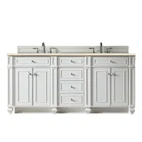 Bristol 72" Double Vanity, Bright White w/ 3 CM Eternal Marfil Silestone Top
