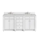 Bristol 72" Double Vanity, Bright White w/ 3 CM Ethereal Noctis Silestone Top