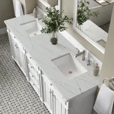 Bristol 72" Double Vanity, Bright White w/ 3 CM Ethereal Noctis Silestone Top