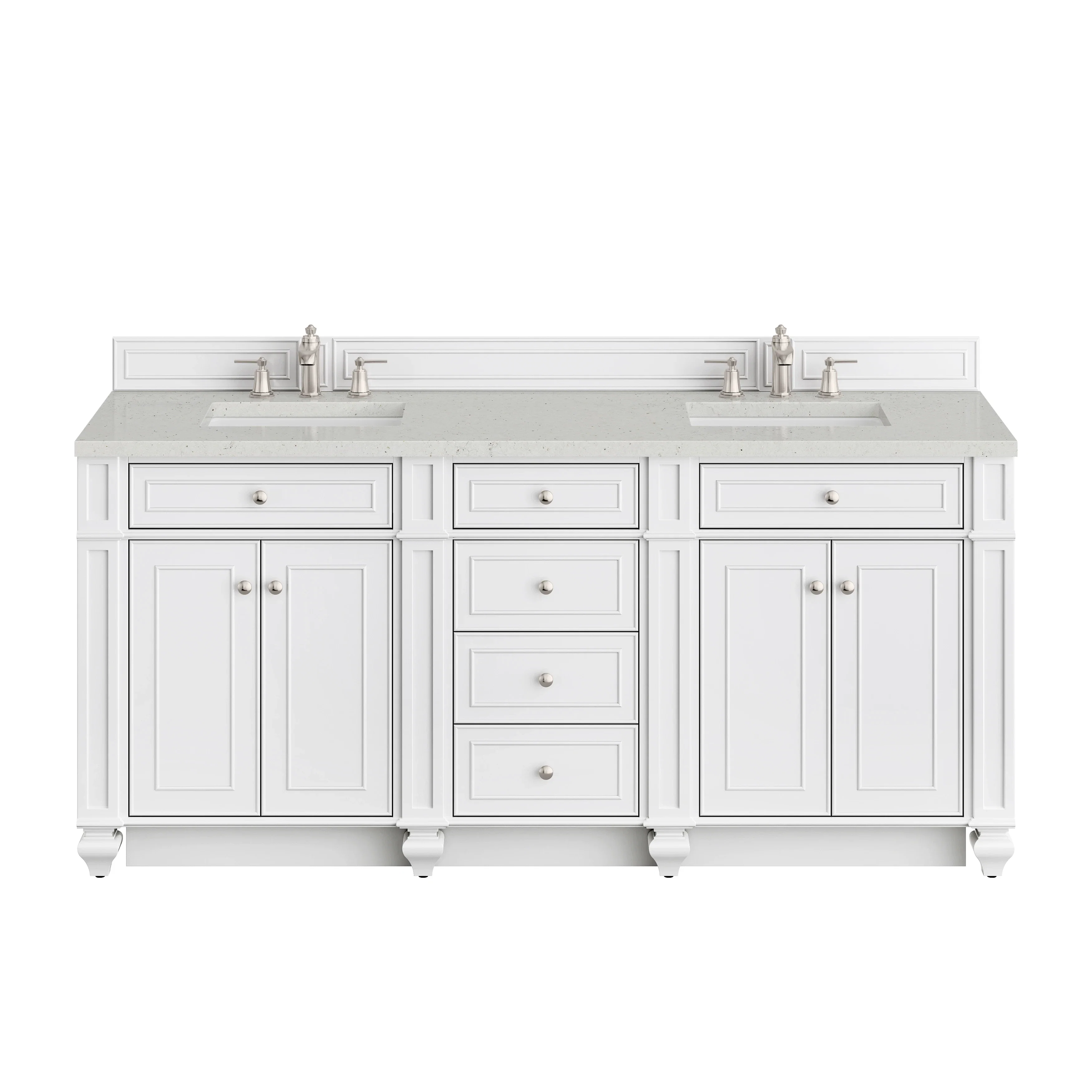 Bristol 72" Double Vanity, Bright White w/ 3 CM Lime Delight Silestone Top