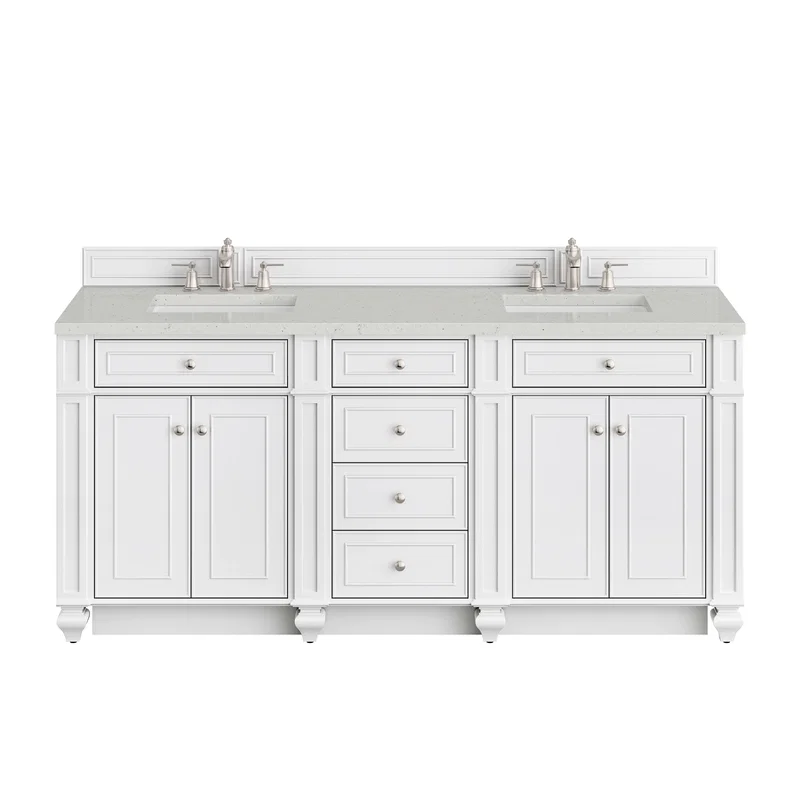 Bristol 72" Double Vanity, Bright White w/ 3 CM Lime Delight Silestone Top