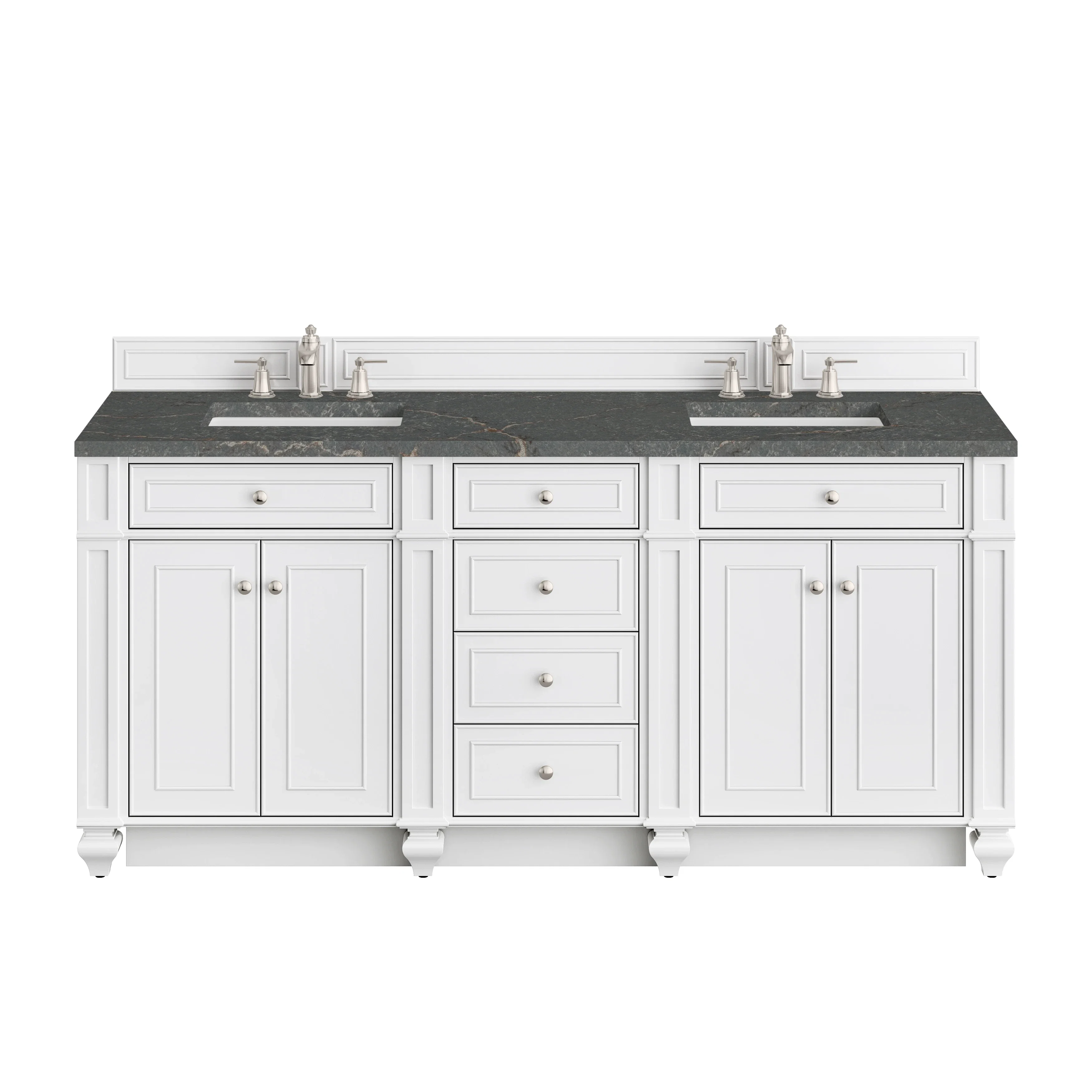 Bristol 72" Double Vanity, Bright White w/ 3 CM Parisien Bleu Silestone Top