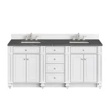 Bristol 72" Double Vanity, Bright White w/ 3 CM Parisien Bleu Silestone Top