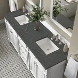 Bristol 72" Double Vanity, Bright White w/ 3 CM Parisien Bleu Silestone Top