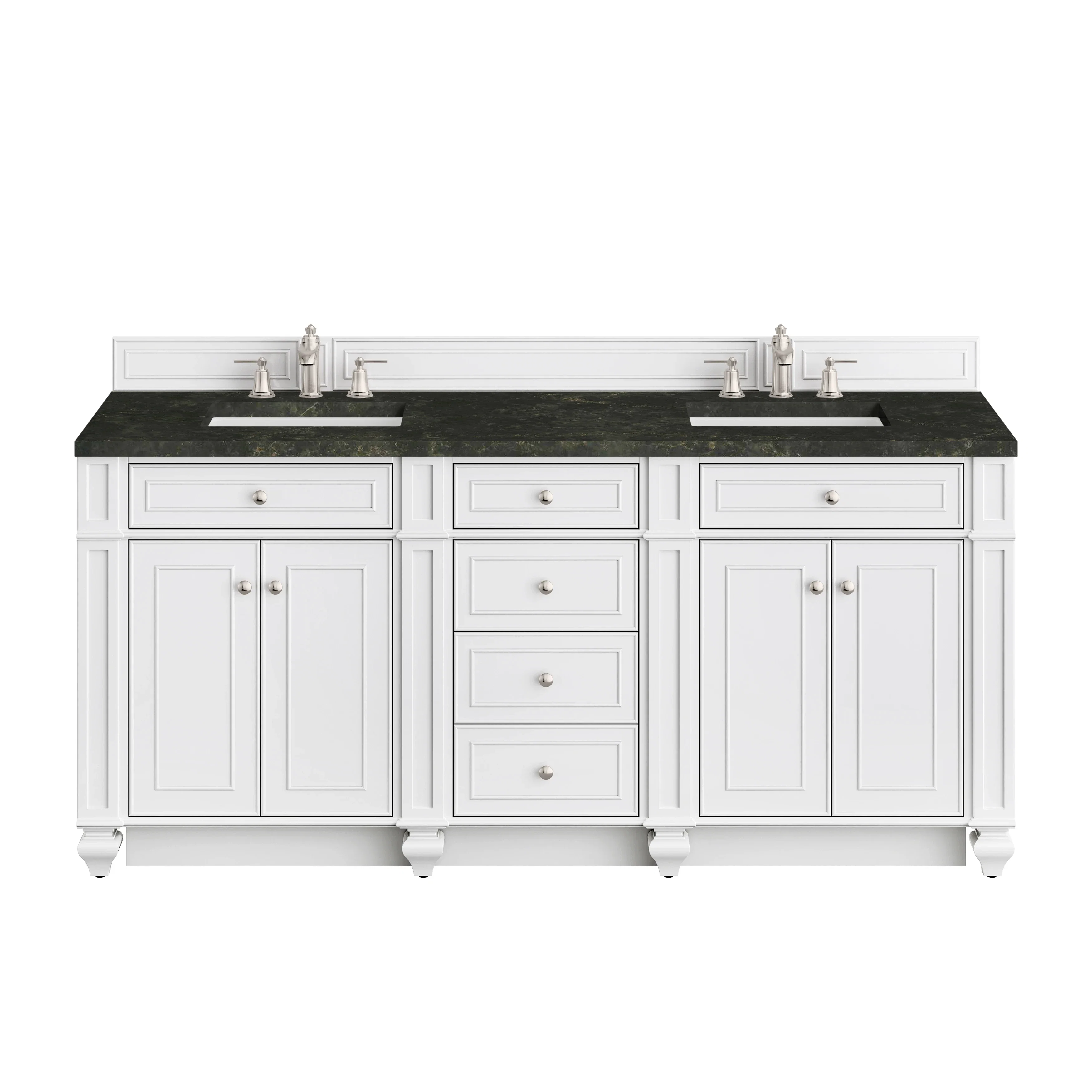 Bristol 72" Double Vanity, Bright White, w/ 3 CM Phantome Eclos Top