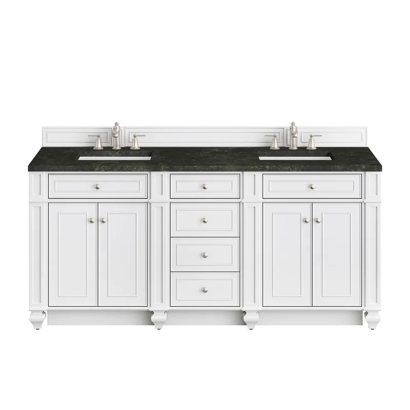 Bristol 72" Double Vanity, Bright White, w/ 3 CM Phantome Eclos Top