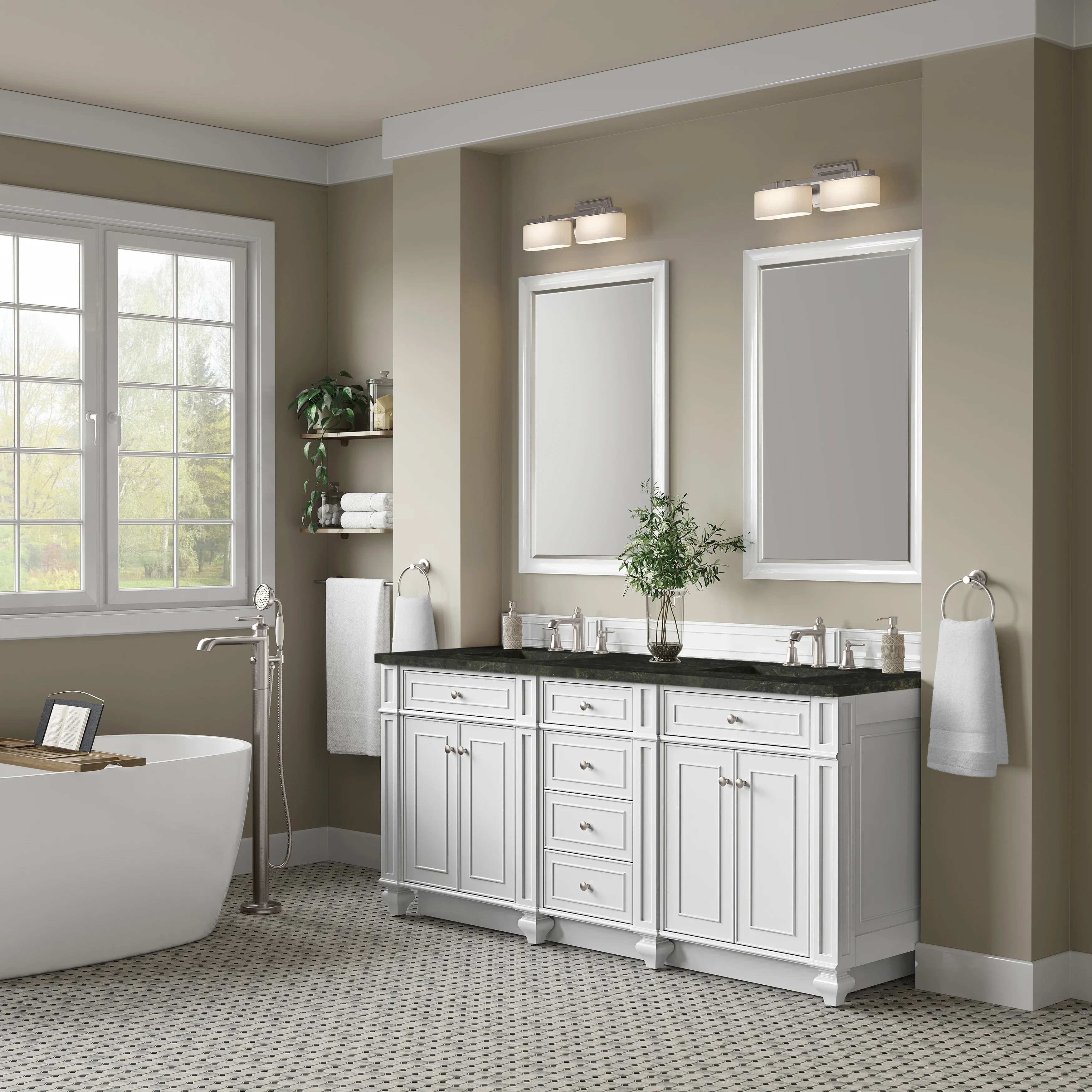 Bristol 72" Double Vanity, Bright White, w/ 3 CM Phantome Eclos Top