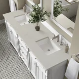 Bristol 72" Double Vanity, Bright White, w/ 3 CM Siberian Silestone Top