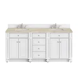 Bristol 72" Double Vanity, Bright White, w/ 3 CM Tajnar Eclos Top