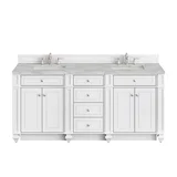 Bristol 72" Double Vanity, Bright White w/ 3 CM Victorian Silver Silestone Top