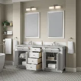 Bristol 72" Double Vanity, Bright White w/ 3 CM Victorian Silver Silestone Top