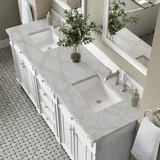 Bristol 72" Double Vanity, Bright White w/ 3 CM Victorian Silver Silestone Top