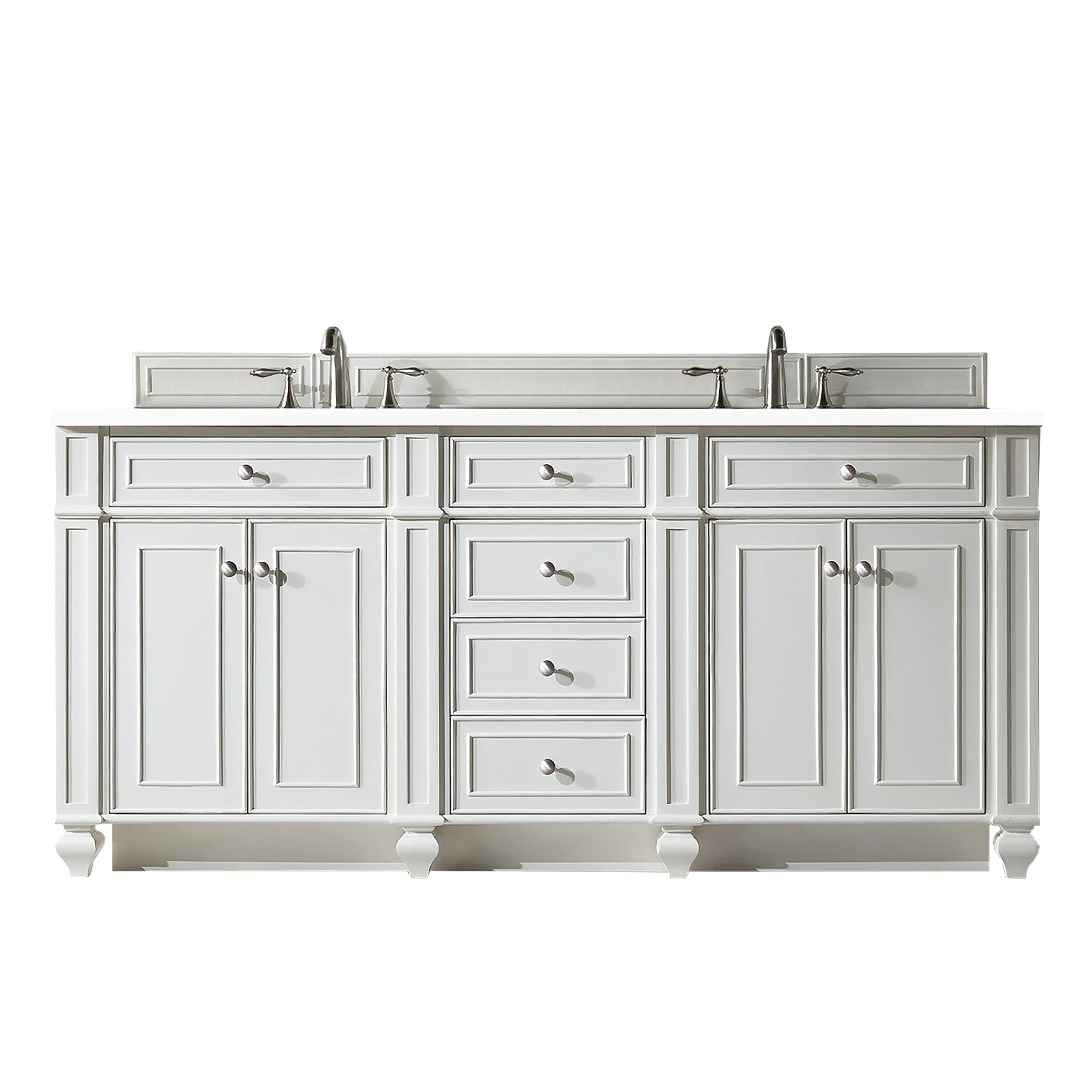 Bristol 72" Double Vanity, Bright White w/ 3 CM White Zeus Silestone Top