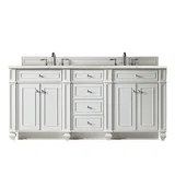 Bristol 72" Double Vanity, Bright White w/ 3 CM Eternal Jasmine Pearl Silestone Top w/FreePower Wireless Charger