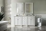 Bristol 72" Double Vanity, Bright White w/ 3 CM Eternal Jasmine Pearl Silestone Top w/FreePower Wireless Charger