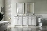Bristol 72" Double Vanity, Bright White w/ 3 CM Ethereal Noctis Silestone Top w/FreePower Wireless Charger