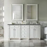 Bristol 72" Double Vanity, Bright White w/ 3 CM Parisien Bleu Silestone Top w/FreePower Wireless Charger