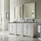 Bristol 72" Double Vanity, Bright White w/ 3 CM Parisien Bleu Silestone Top w/FreePower Wireless Charger