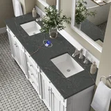 Bristol 72" Double Vanity, Bright White w/ 3 CM Parisien Bleu Silestone Top w/FreePower Wireless Charger