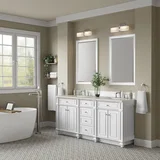 Bristol 72" Double Vanity, Bright White, w/ 3 CM Siberian Silestone Top w/FreePower Wireless Charger