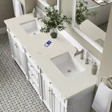Bristol 72" Double Vanity, Bright White, w/ 3 CM Siberian Silestone Top w/FreePower Wireless Charger