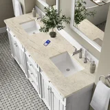 Bristol 72" Double Vanity, Bright White, w/ 3 CM Tajnar Eclos Top w/FreePower Wireless Charger