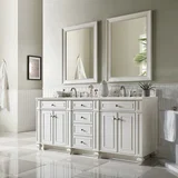 Bristol 72" Double Vanity, Bright White w/ 3 CM Victorian Silver Silestone Top w/FreePower Wireless Charger