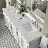 Bristol 72" Double Vanity, Bright White w/ 3 CM Victorian Silver Silestone Top w/FreePower Wireless Charger