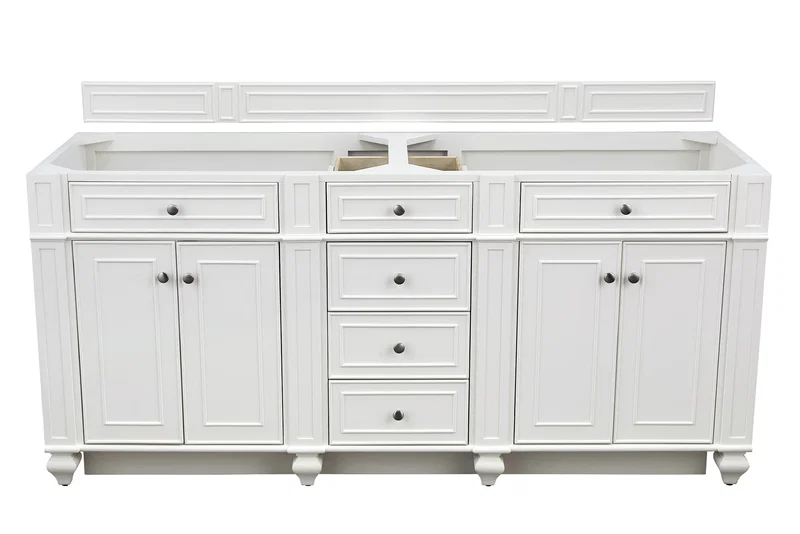 Bristol 72" Double Vanity Cabinet, Bright White