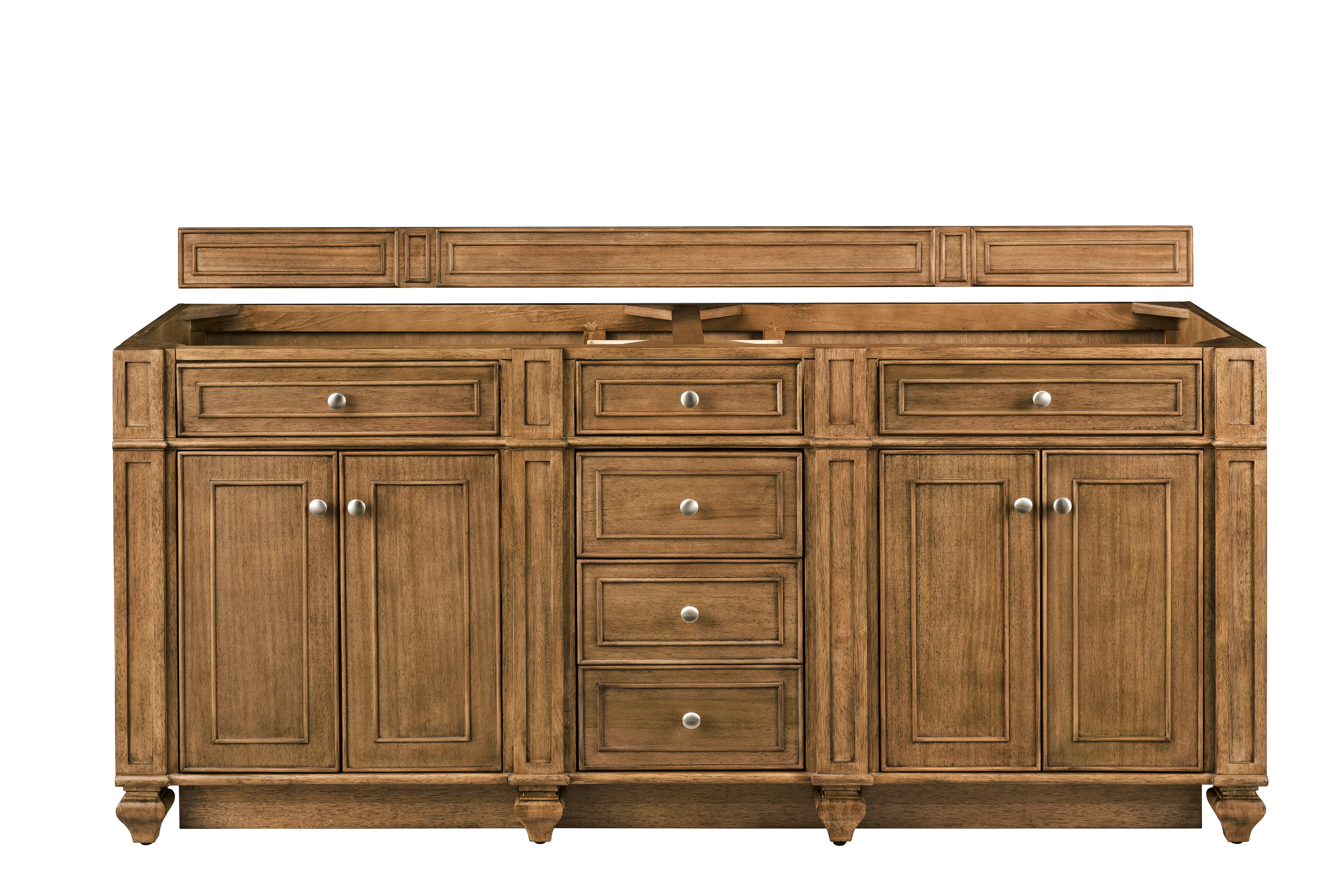 Bristol 72" Double Vanity Cabinet, Saddle Brown