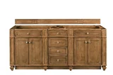 Bristol 72" Double Vanity Cabinet, Saddle Brown