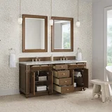 Bristol 72" Double Vanity, Saddle Brown w/ 3 CM Carrara Marble Top