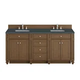 Bristol 72" Double Vanity, Saddle Brown w/ 3 CM Charcoal Soapstone Silestone Top