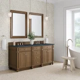 Bristol 72" Double Vanity, Saddle Brown w/ 3 CM Charcoal Soapstone Silestone Top