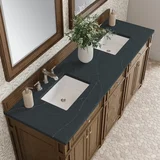 Bristol 72" Double Vanity, Saddle Brown w/ 3 CM Charcoal Soapstone Silestone Top