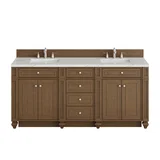 Bristol 72" Double Vanity, Saddle Brown w/ 3 CM Ethereal Noctis Silestone Top