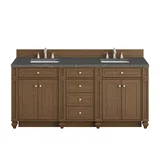 Bristol 72" Double Vanity, Saddle Brown w/ 3 CM Parisien Bleu Silestone Top