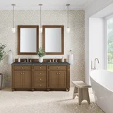 Bristol 72" Double Vanity, Saddle Brown w/ 3 CM Parisien Bleu Silestone Top