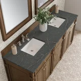 Bristol 72" Double Vanity, Saddle Brown w/ 3 CM Parisien Bleu Silestone Top