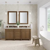Bristol 72" Double Vanity, Saddle Brown, w/ 3 CM Siberian Silestone Top